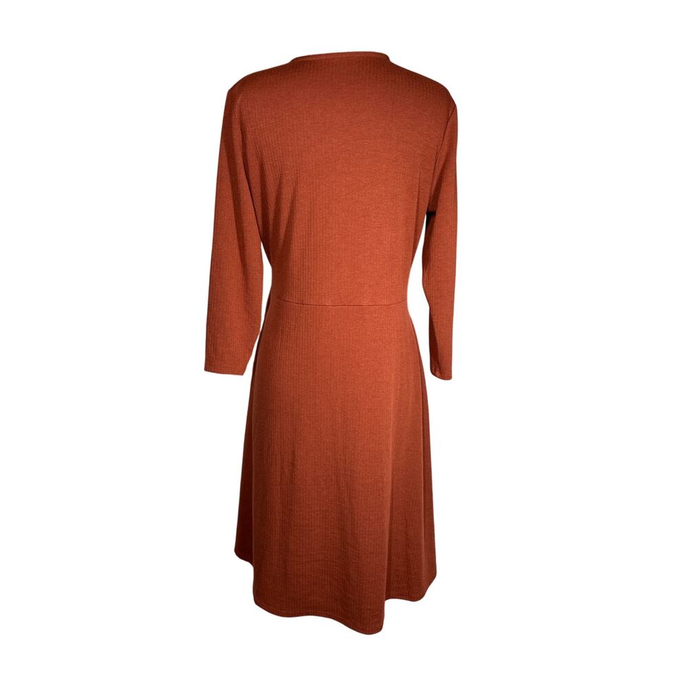 Soft Surroundings Damaria Wrap Midi Dress Rust Size L Comfy Minimalist Stretch - Picture 8 of 13